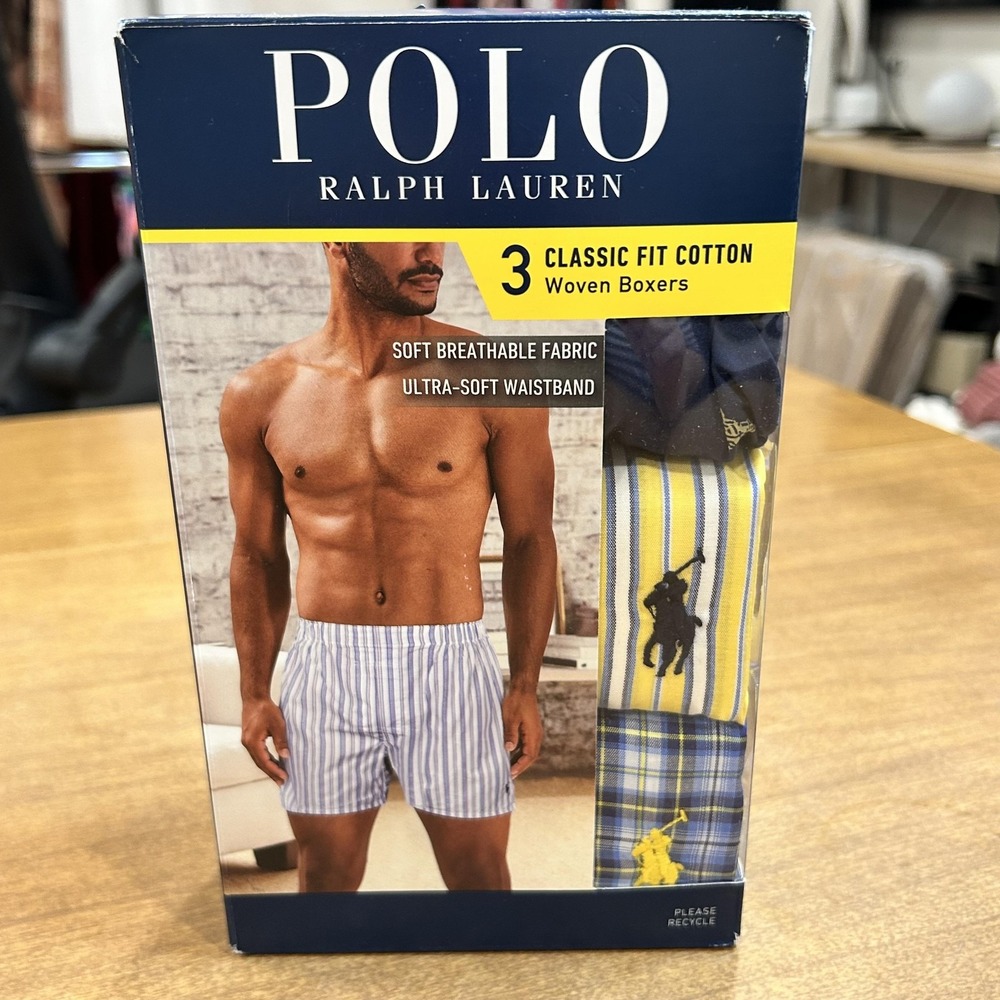 Polo Ralph Lauren Boxers Mens 2XL Multicolor Classic Fit Cotton 3 Pack Tagless